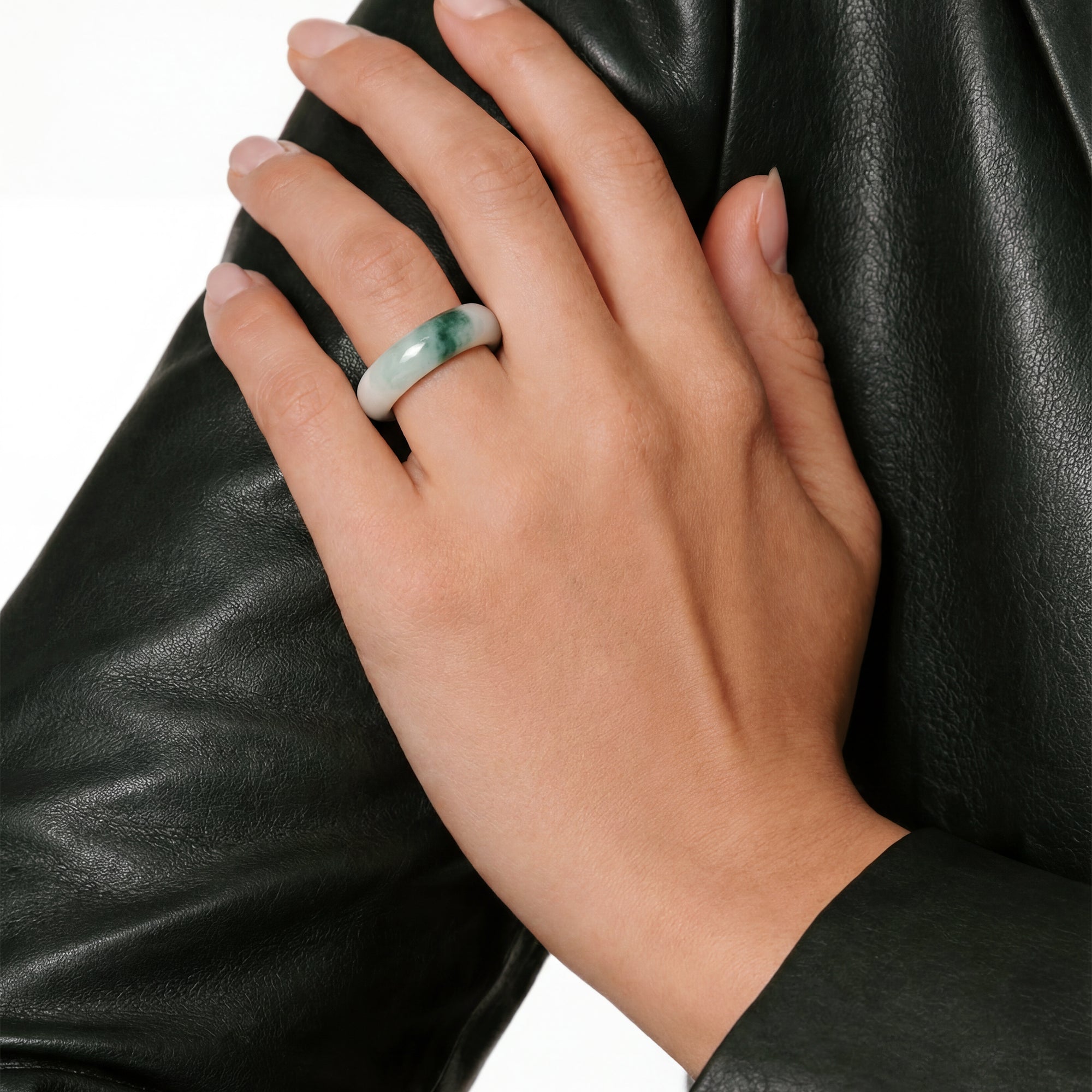seree - Koi — Mottled Green Jade Ring