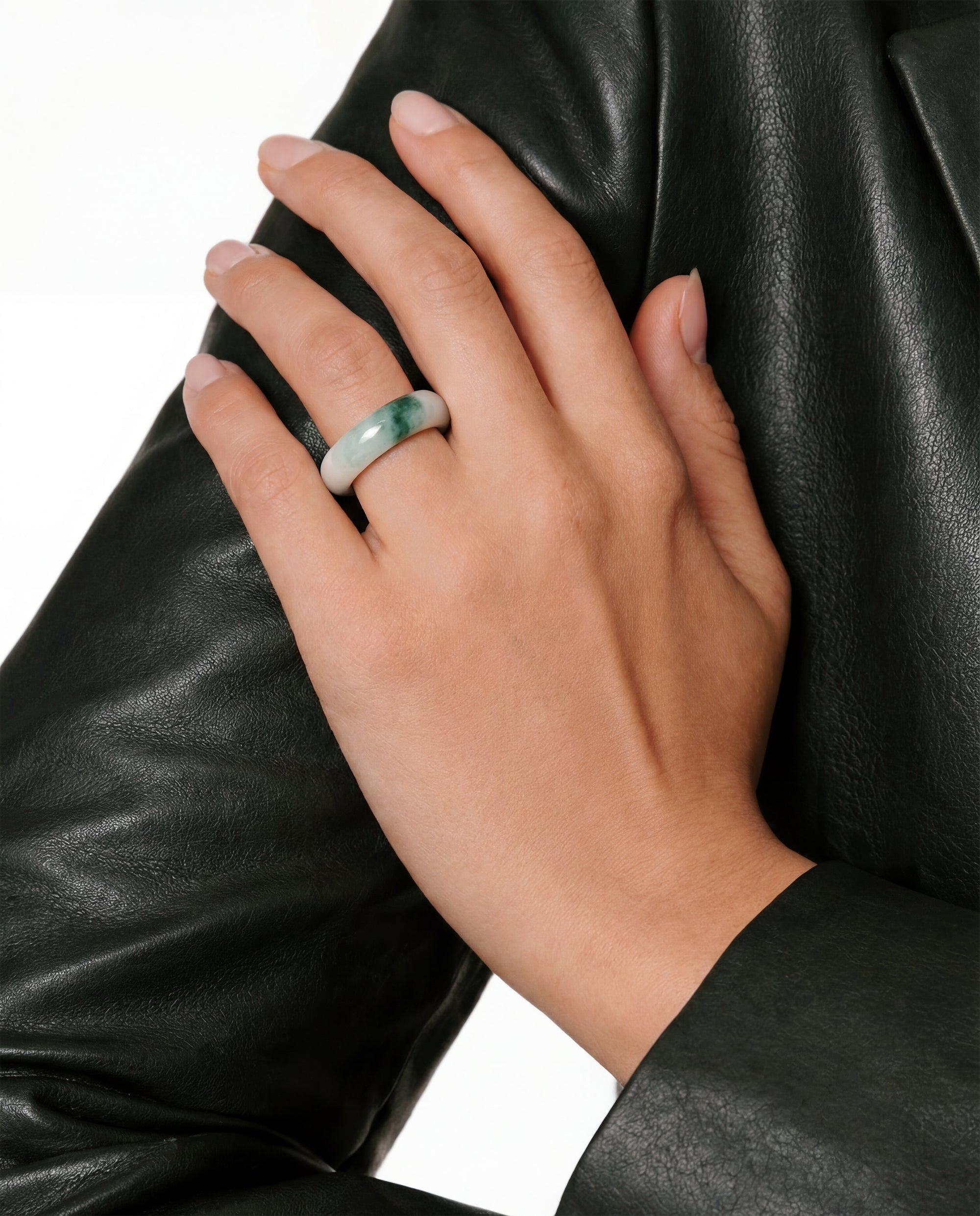 seree - Koi — Mottled Green Jade Ring