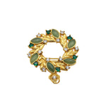 Laurel Wreath — Green Jade Brooch