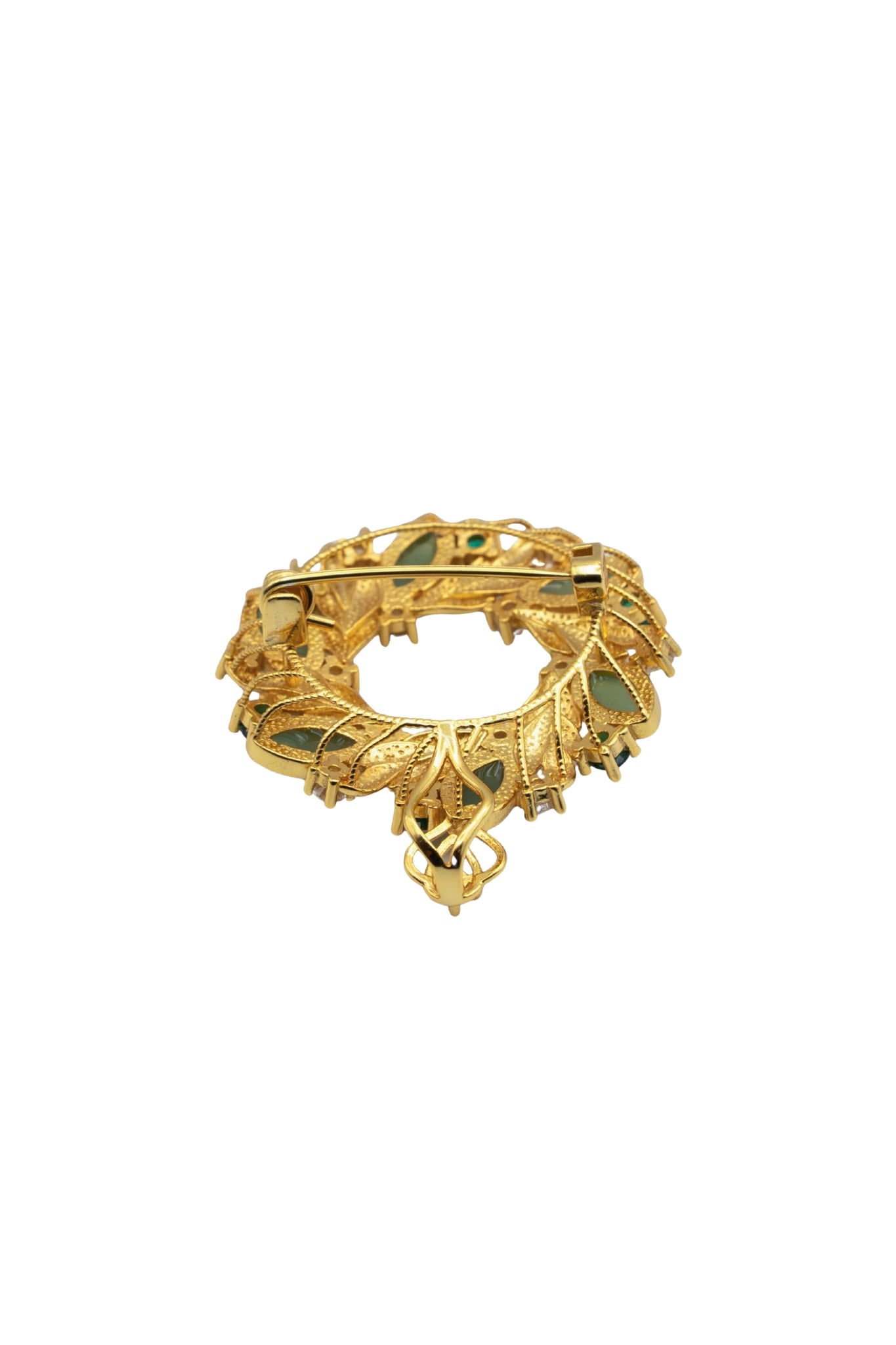 Laurel Wreath — Green Jade Brooch