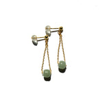seree - Zodiac collection | Libra — Skinny gold chain jade earrings