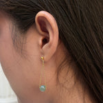 seree - Zodiac collection | Libra — Skinny gold chain jade earrings