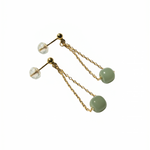 seree - Zodiac collection | Libra — Skinny gold chain jade earrings