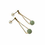 seree - Zodiac collection | Libra — Skinny gold chain jade earrings