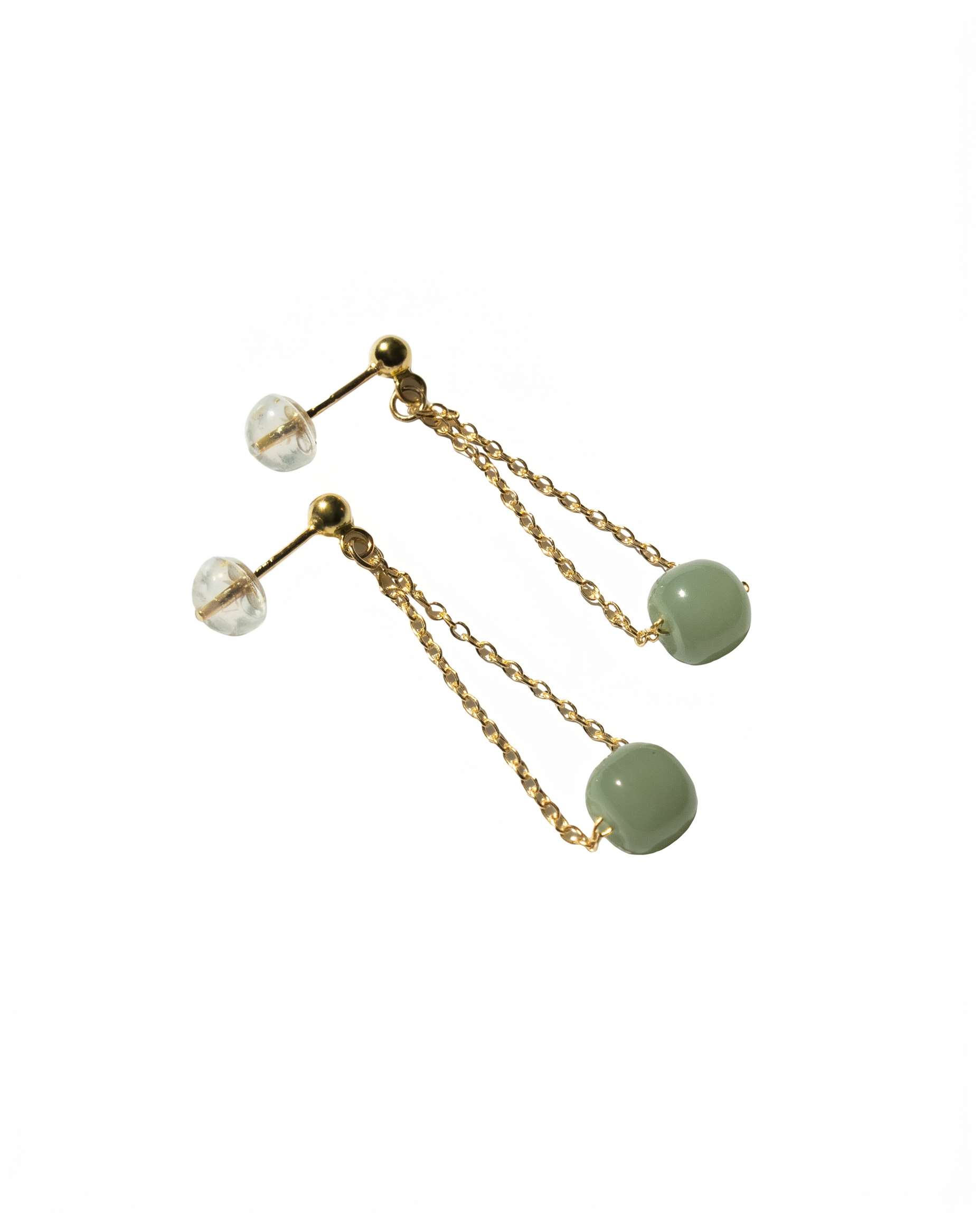 seree - Zodiac collection | Libra — Skinny gold chain jade earrings