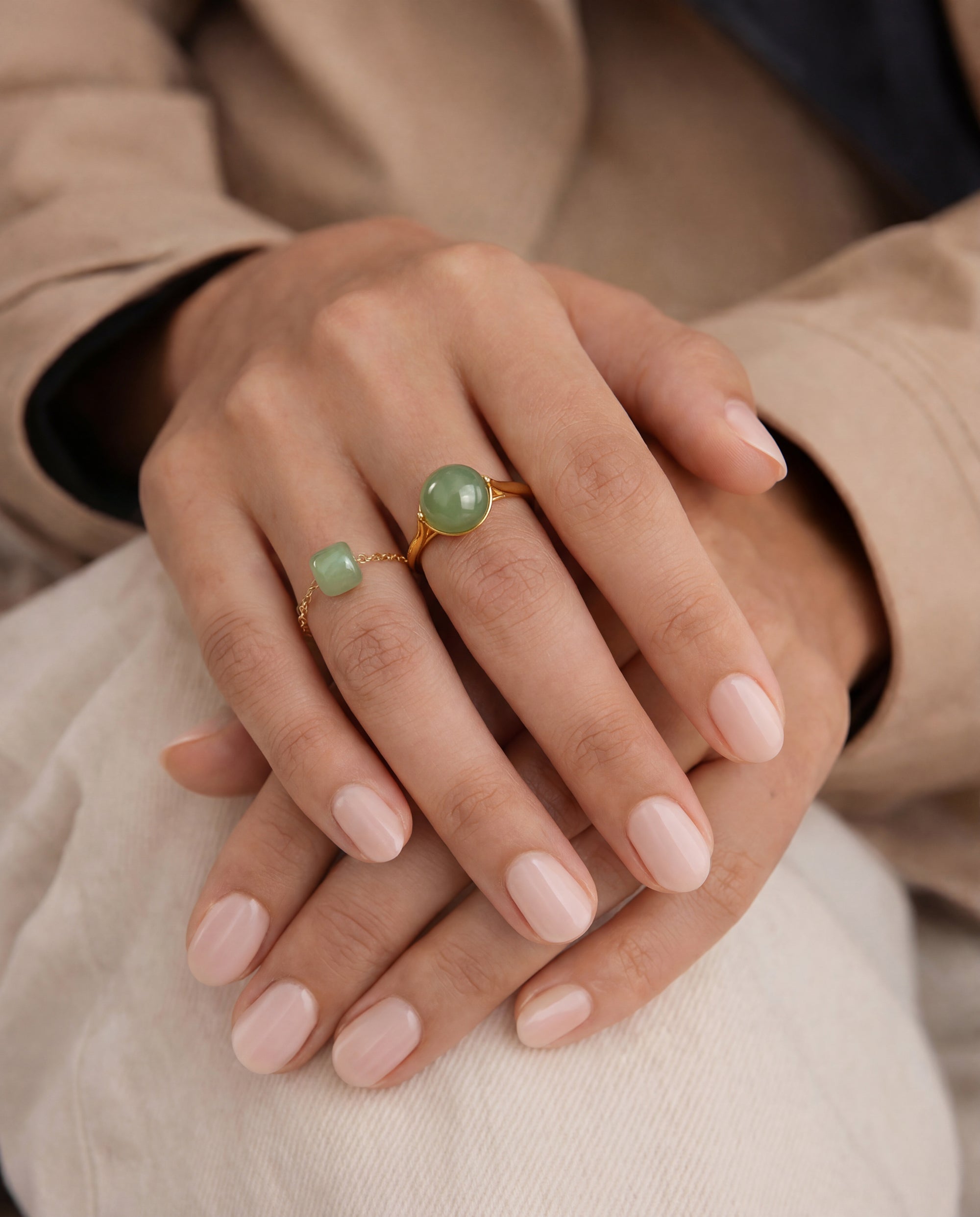 seree - Zodiac collection | Libra — Skinny gold chain jade ring