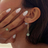 Zodiac collection | Libra — Skinny gold chain jade earrings