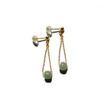 seree - Zodiac collection | Libra — Skinny gold chain jade earrings