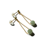 seree - Zodiac collection | Libra — Skinny gold chain jade earrings