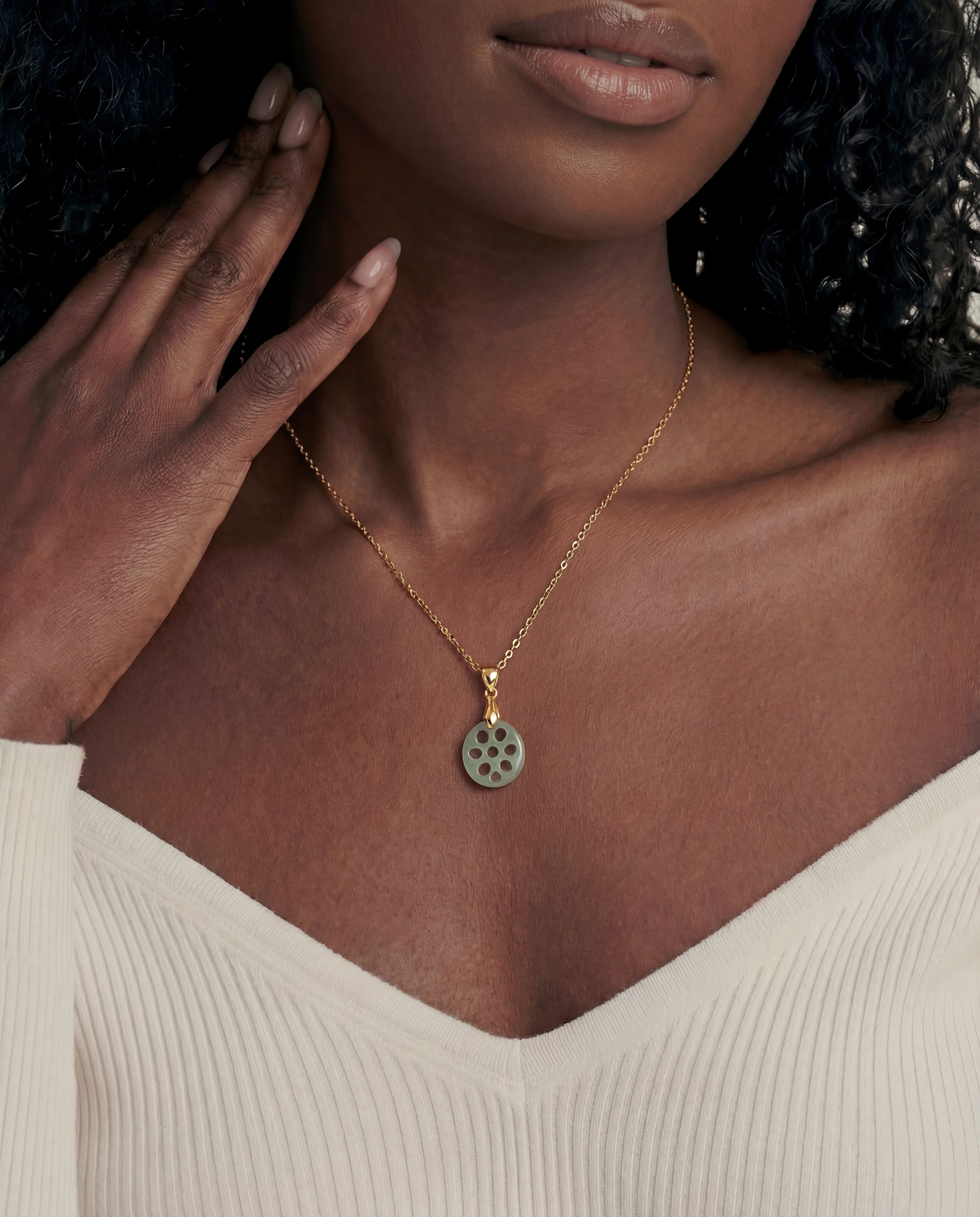 seree Lotus Root Jade Pendant Necklace