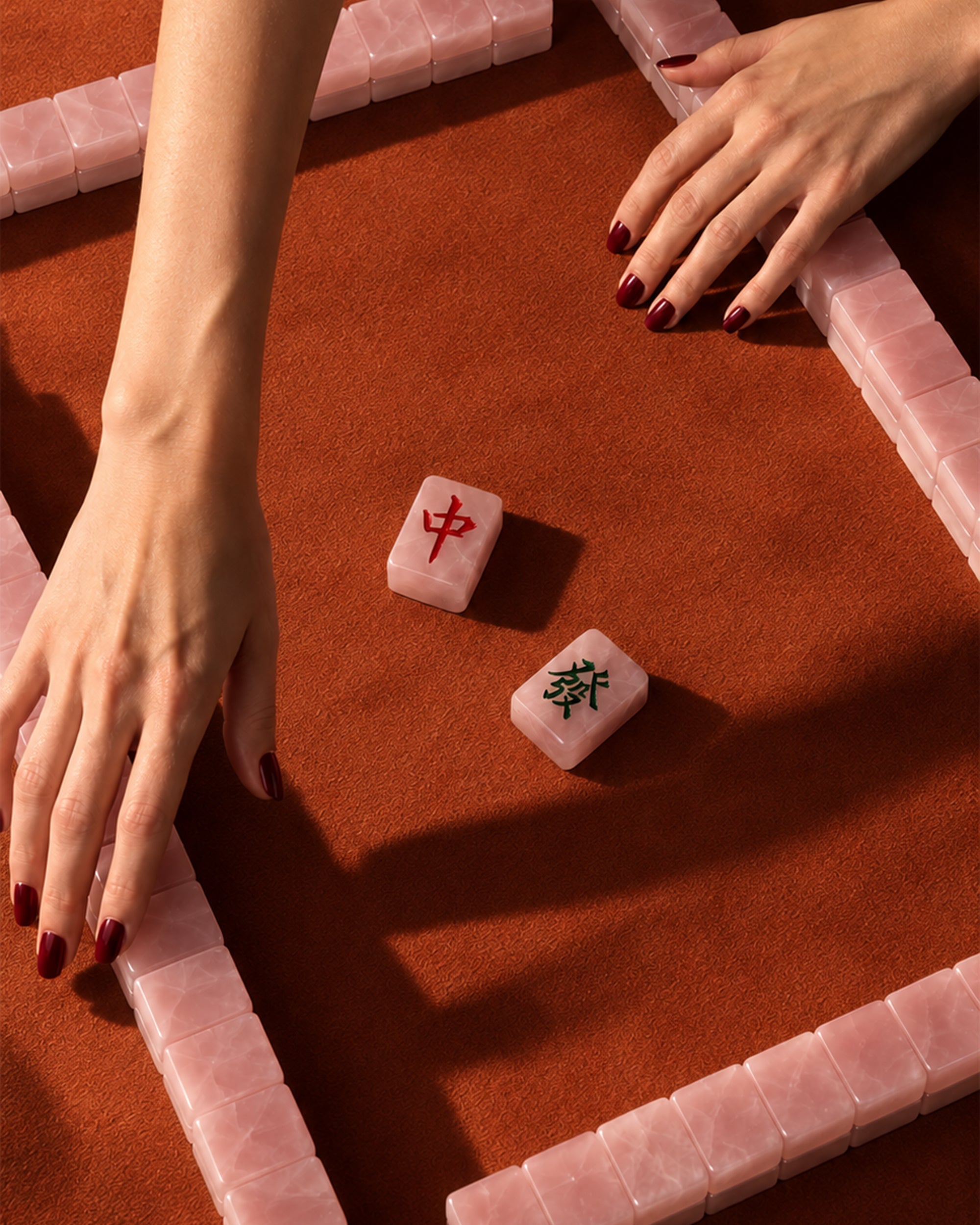 seree lucky pair rose quartz mahjong tokens 3