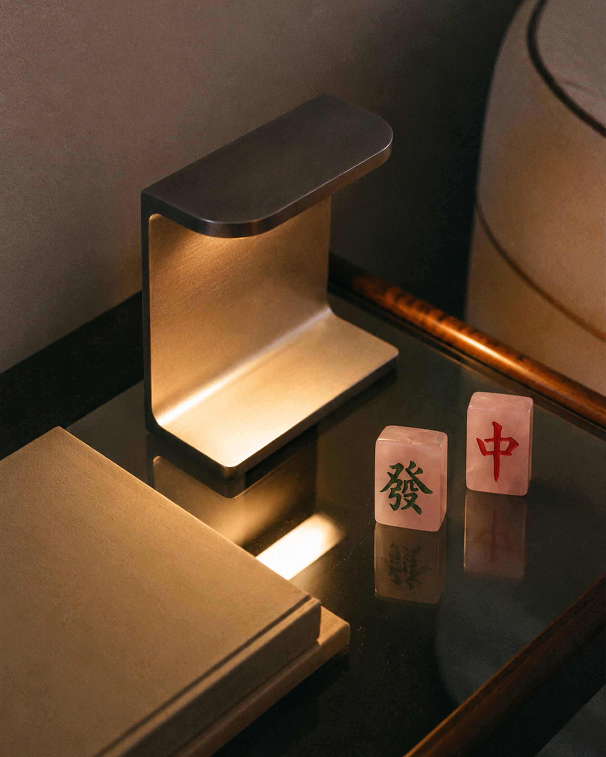 seree lucky pair rose quartz mahjong tokens 7