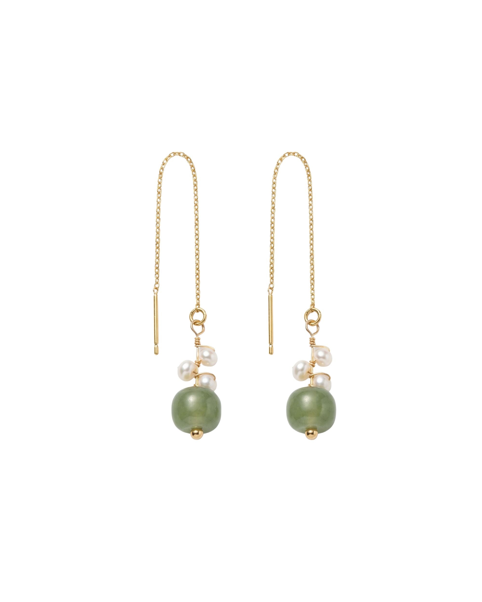 seree - Madeleine — Jade and Freshwater Pearl Drop Earrings