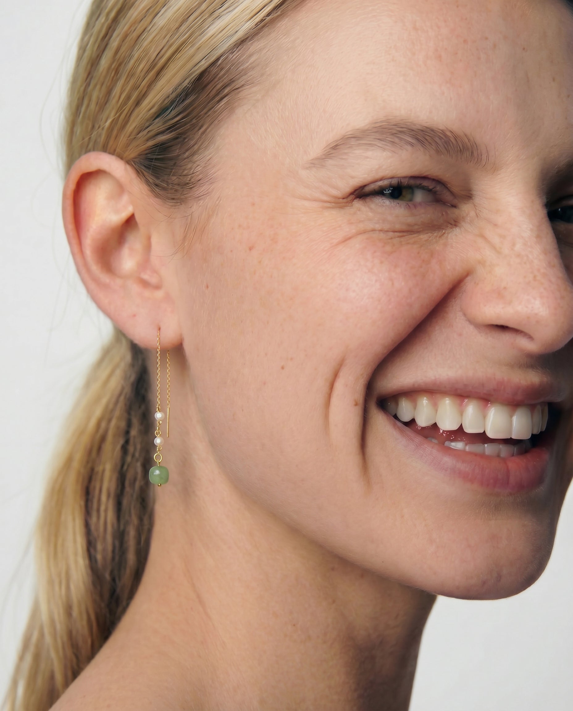seree - Madeleine — Jade and Freshwater Pearl Drop Earrings