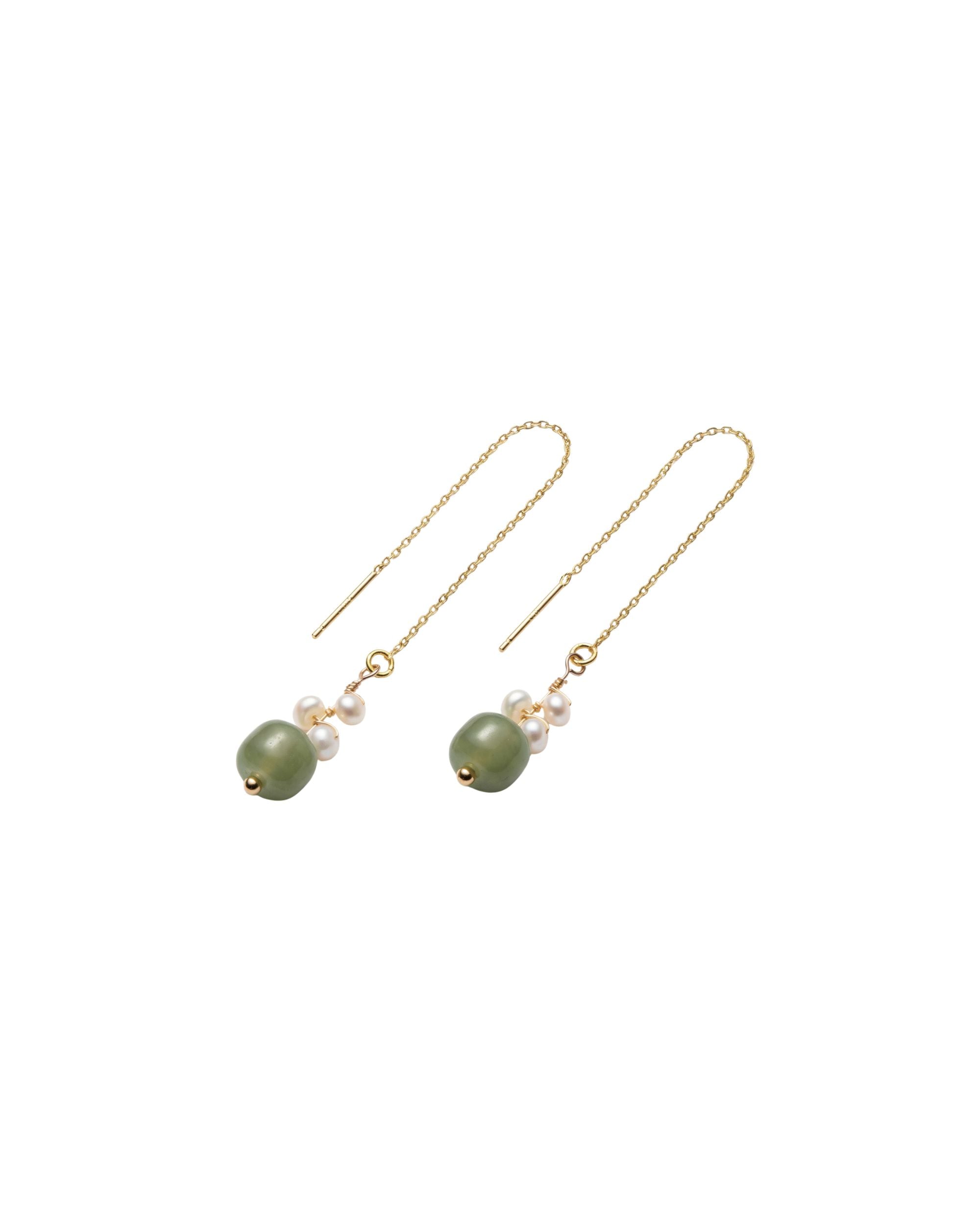 seree - Madeleine — Jade and Freshwater Pearl Drop Earrings