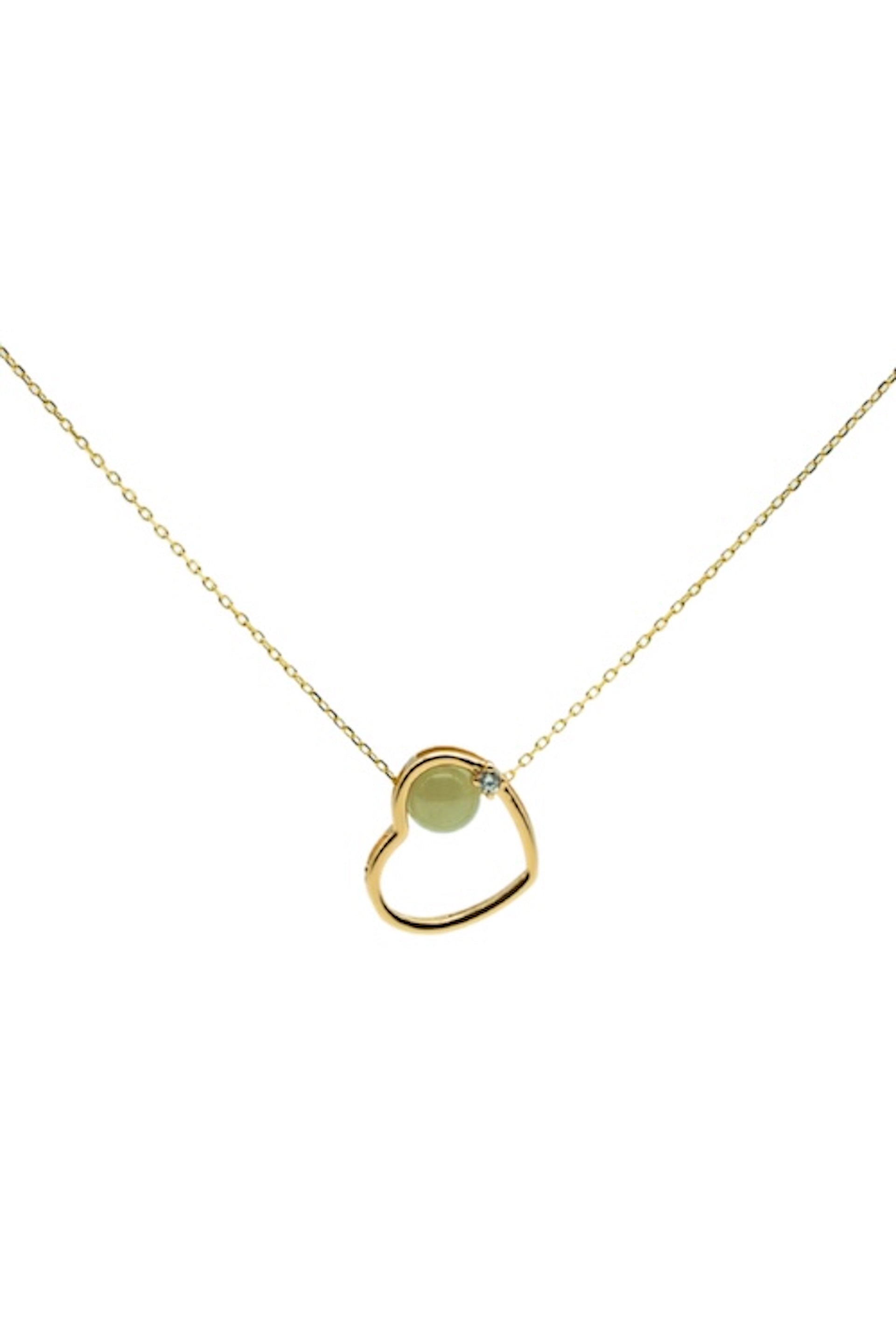 seree - Maison Heart — Green Jade & Zircon Pendant Necklace