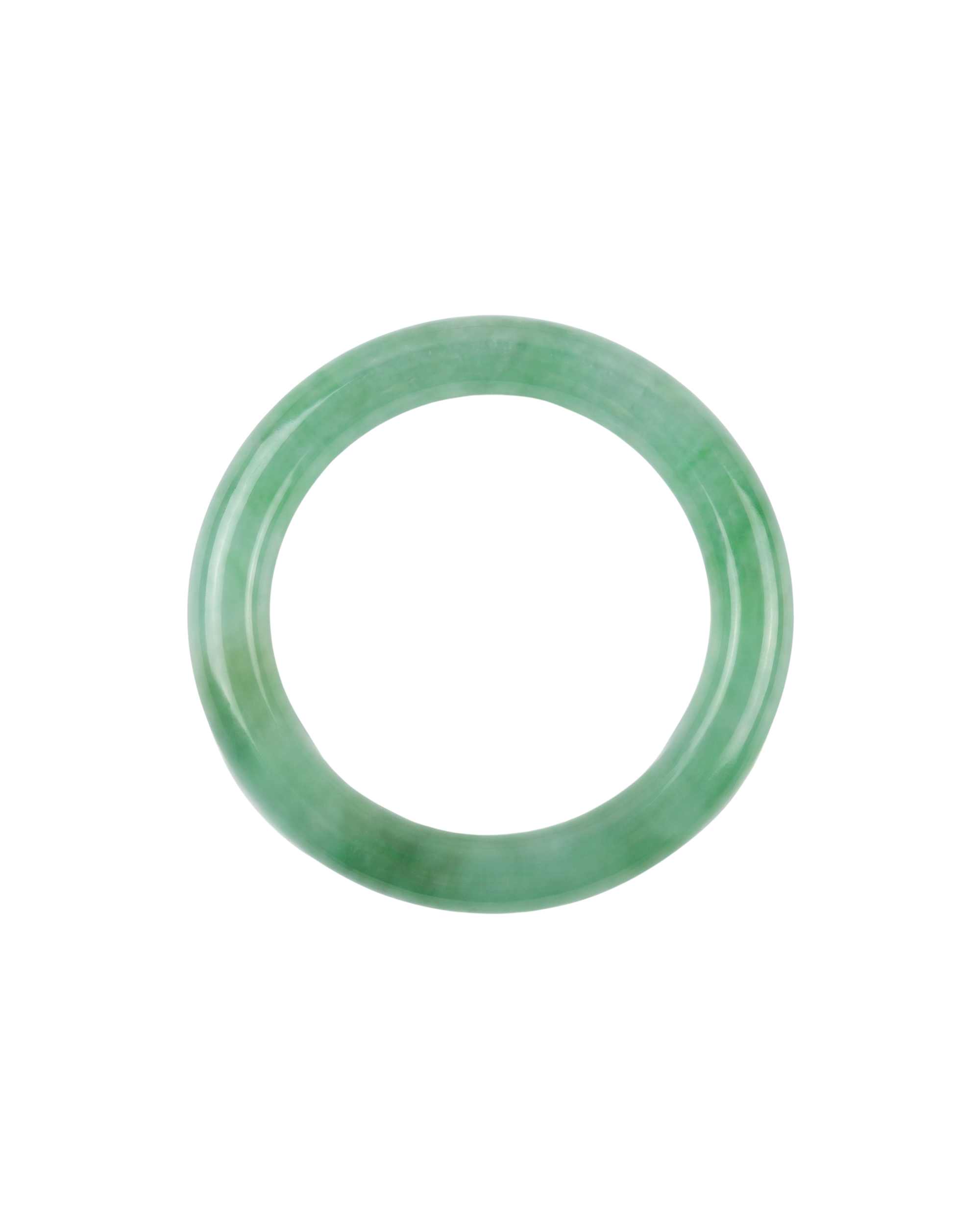 Green jade bangle on a white background