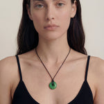 seree - Medallion — Green Jade Cord Necklace