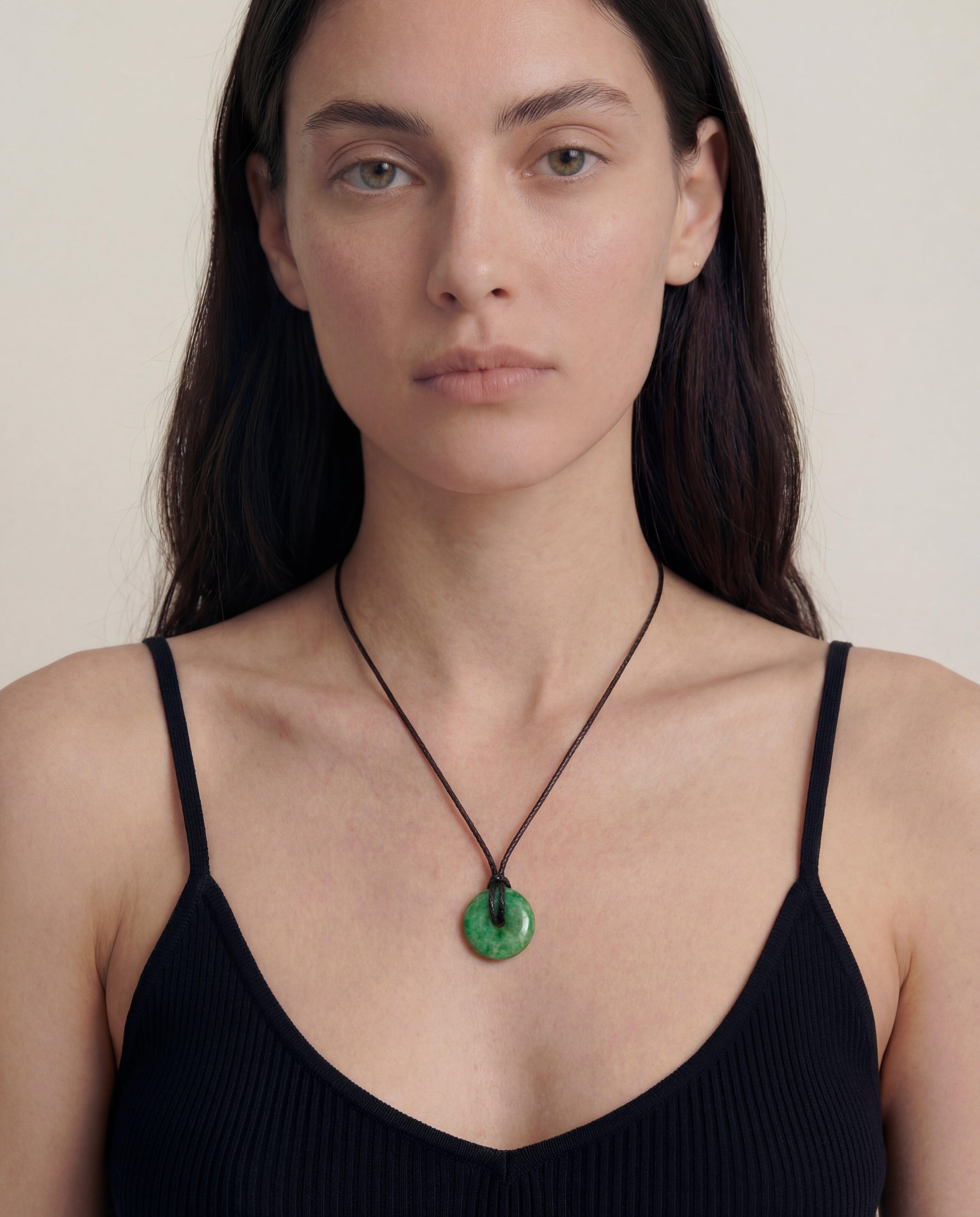 seree - Medallion — Green Jade Cord Necklace