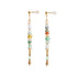 Multicolored beaded earrings on a white background