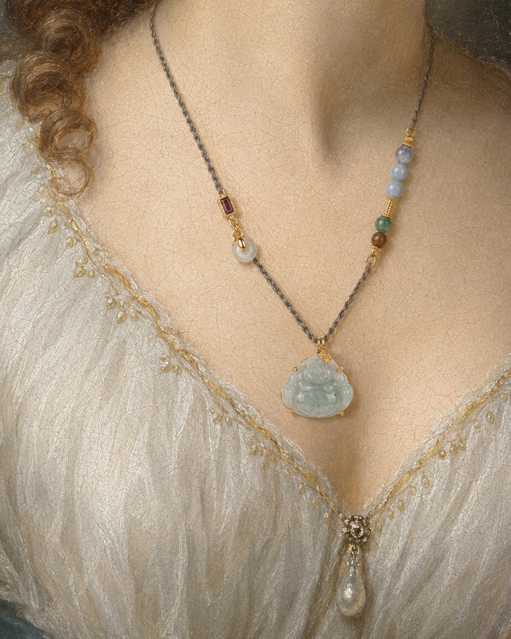seree mosaic collection buddha jade pendant cord necklace 6