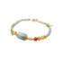 Bracelet with multicolored beads on a white background, front view