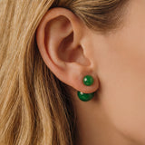 seree - Orbit Duo — Double Ended Jade Stone Stud Earrings