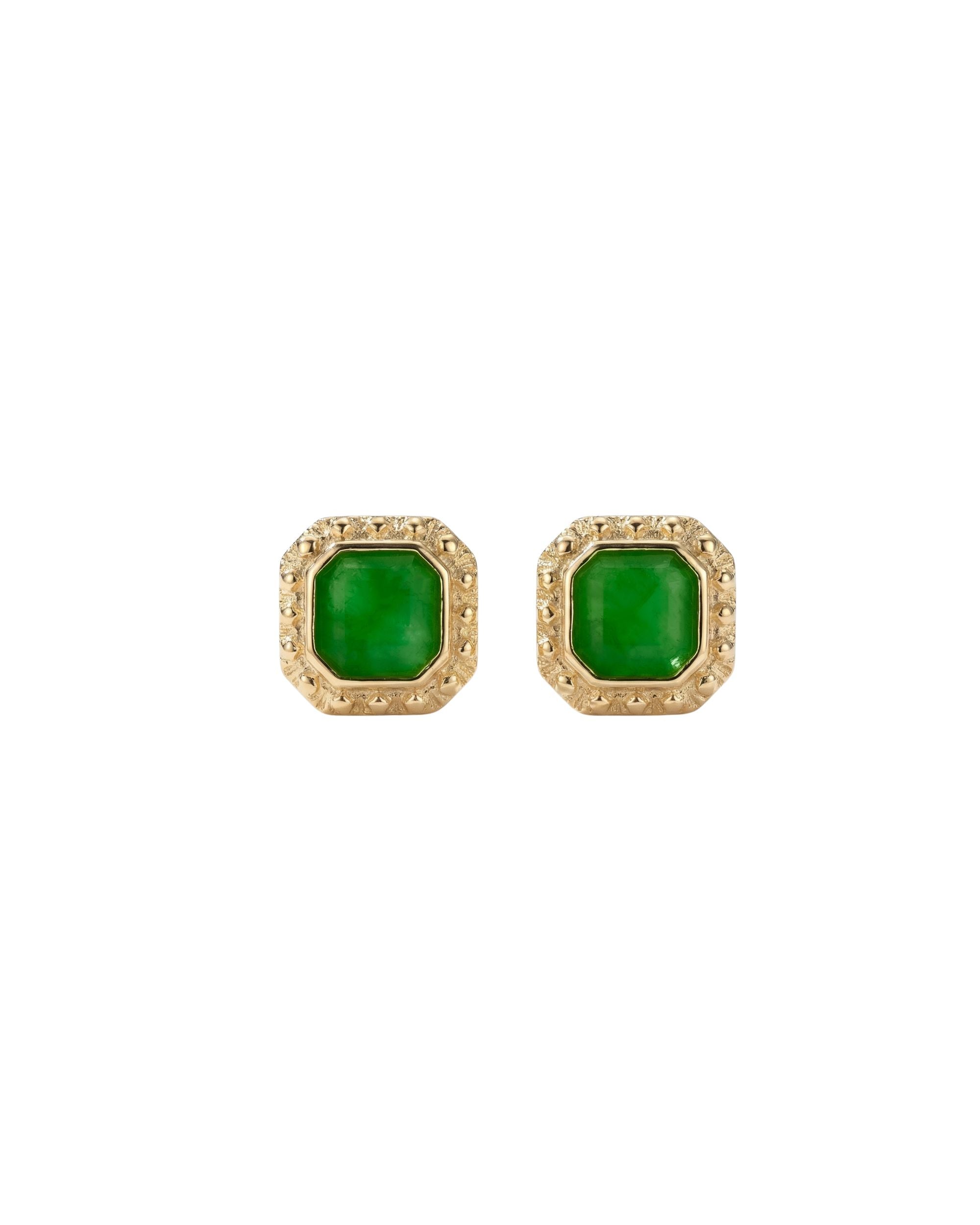 seree - Park — Green Jade Square Stud Earrings