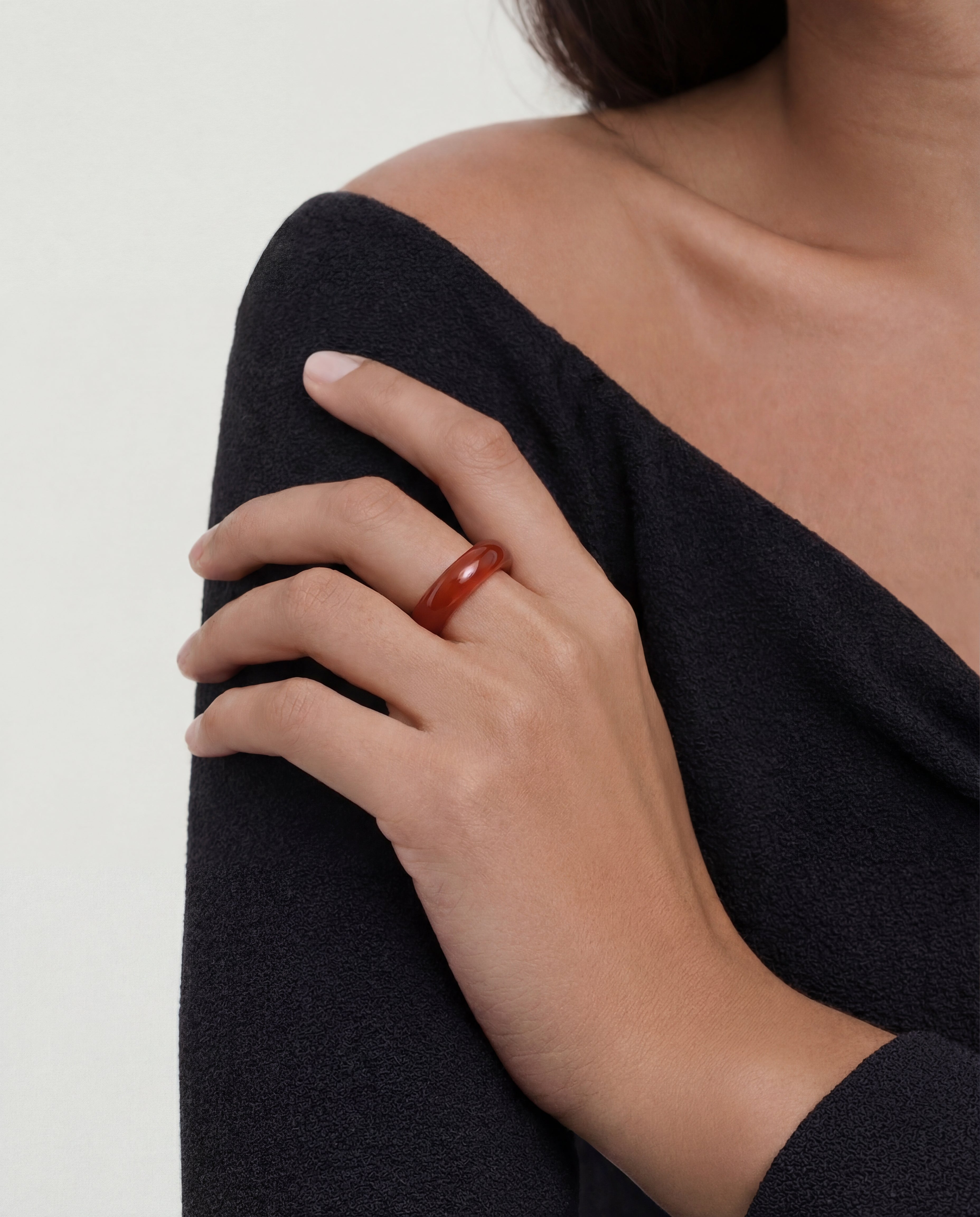 seree - Persimmon — Dark Orange Jade Stone Ring