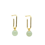 seree - Pin — Green Jade Bead Gold Earrings