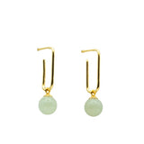 seree - Pin — Green Jade Bead Gold Earrings