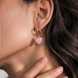 Heart — Jade Stone Charm Earrings