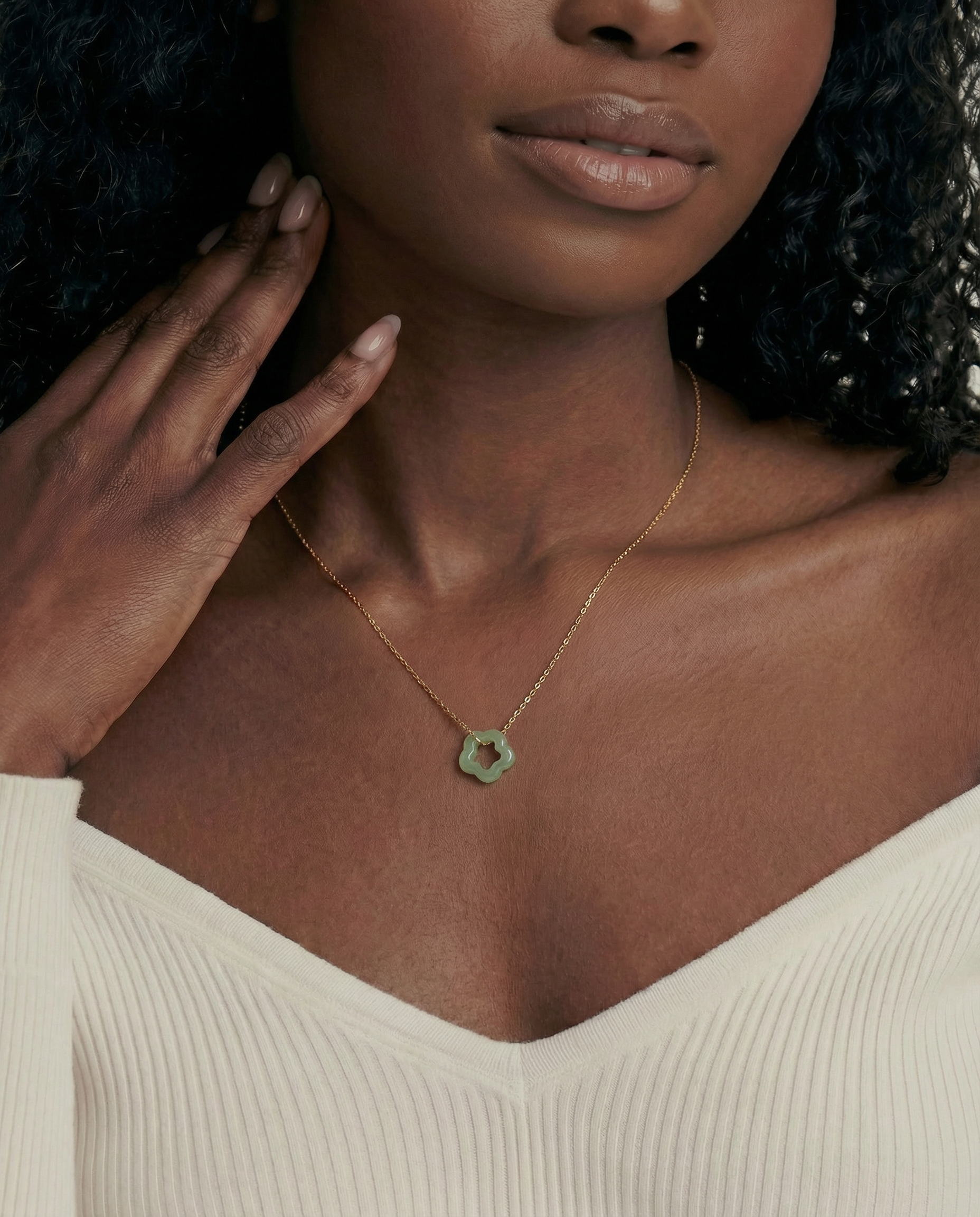 seree - Plum Blossom — Green Jade Pendant Necklace
