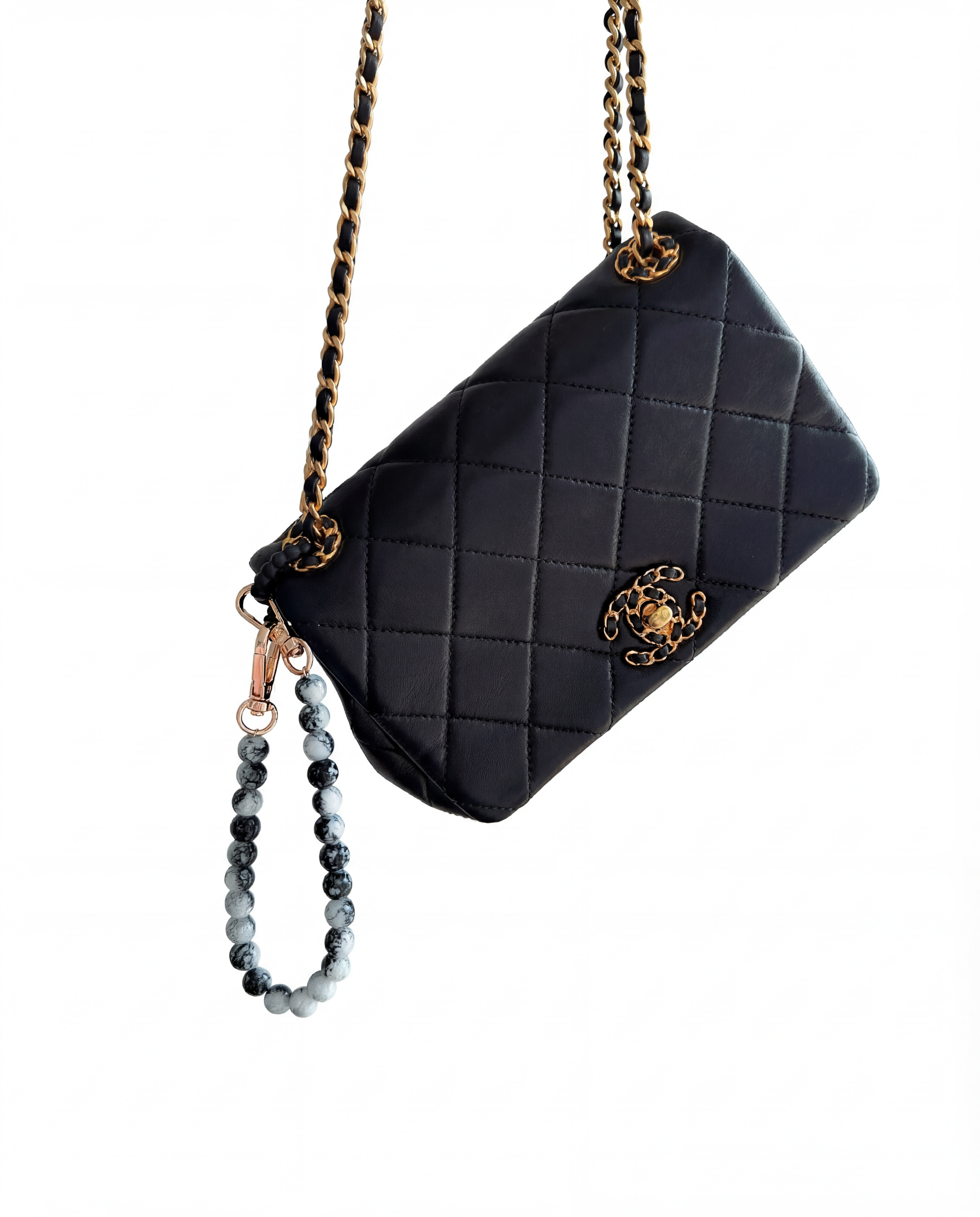 seree Beaded Bag Charm in Black