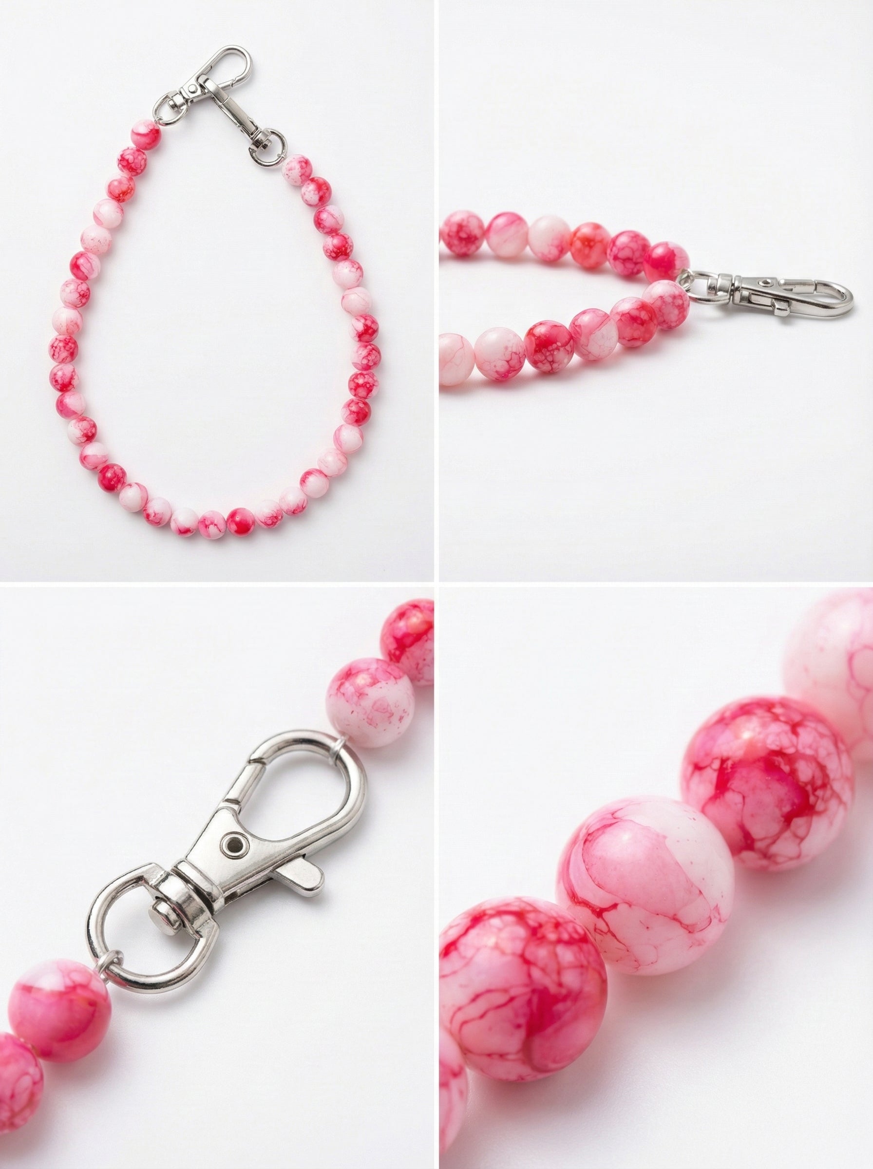 seree Beaded Bag Charm in Pink