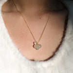 seree - Puffed Heart — Green Jade & Pearl Pendant Necklace