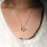 seree - Puffed Heart — Green Jade & Pearl Pendant Necklace