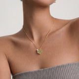Puffed Heart — Green Jade & Pearl Pendant Necklace