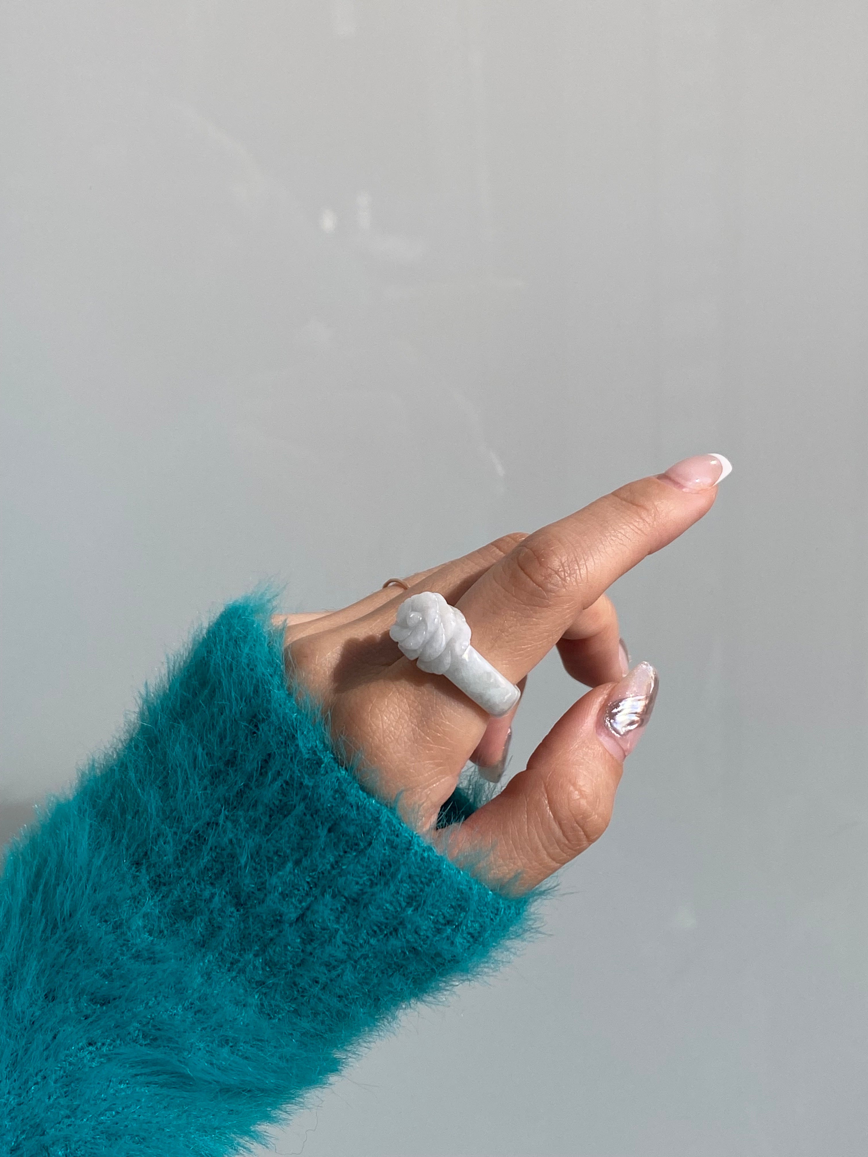 seree - Rose — Off-White Jade Ring