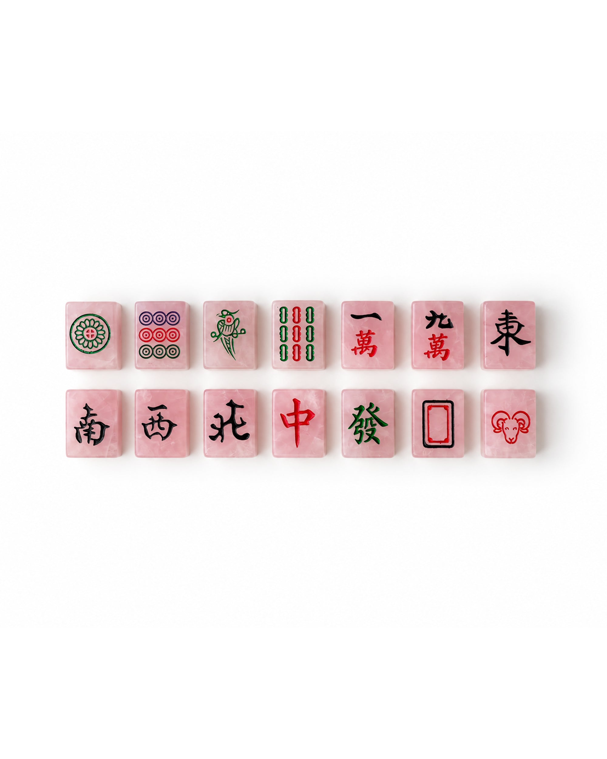 seree royal flush thirteen wonders rose quartz mahjong gift set 10