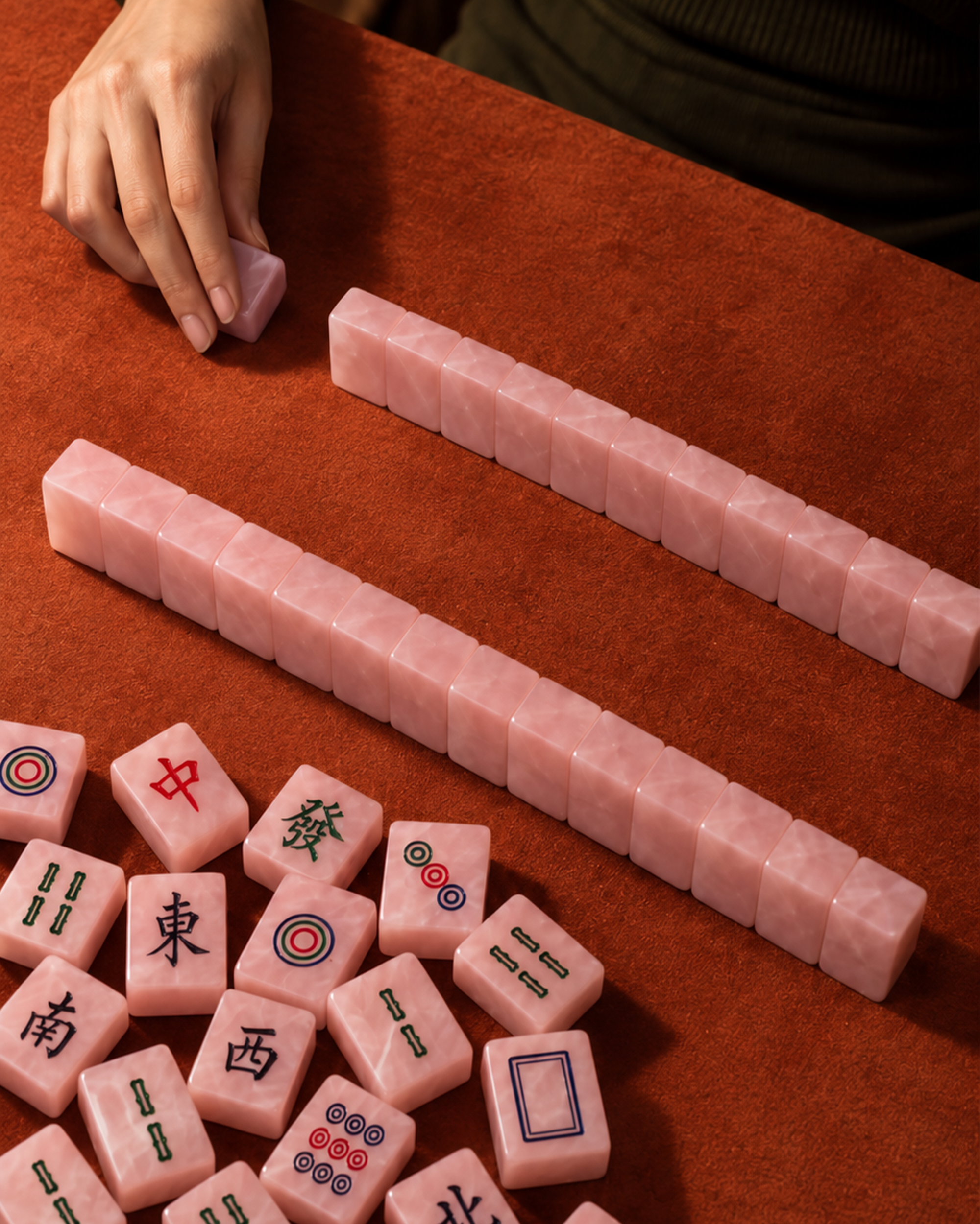 seree royal flush thirteen wonders rose quartz mahjong gift set 2