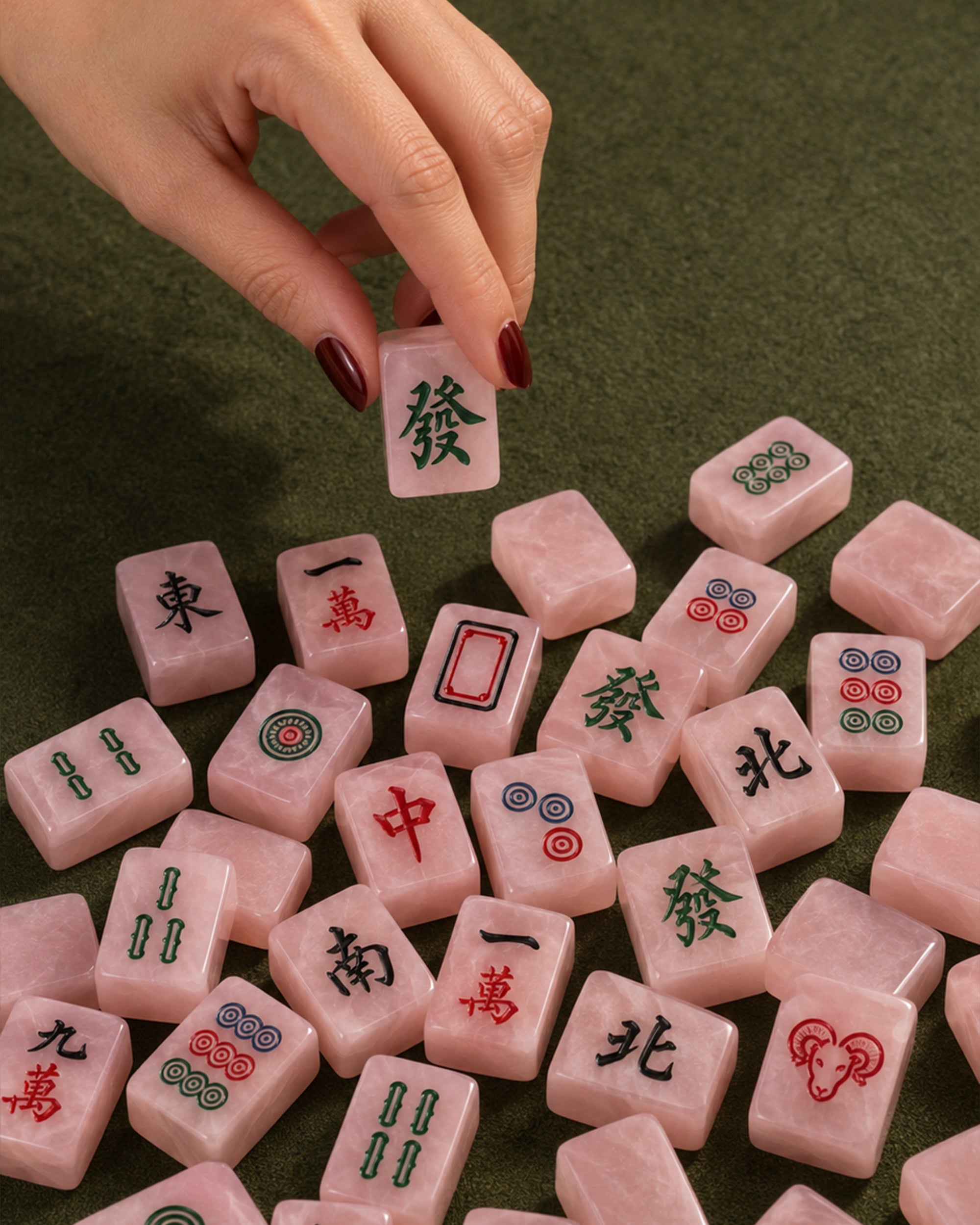 seree royal flush thirteen wonders rose quartz mahjong gift set 3