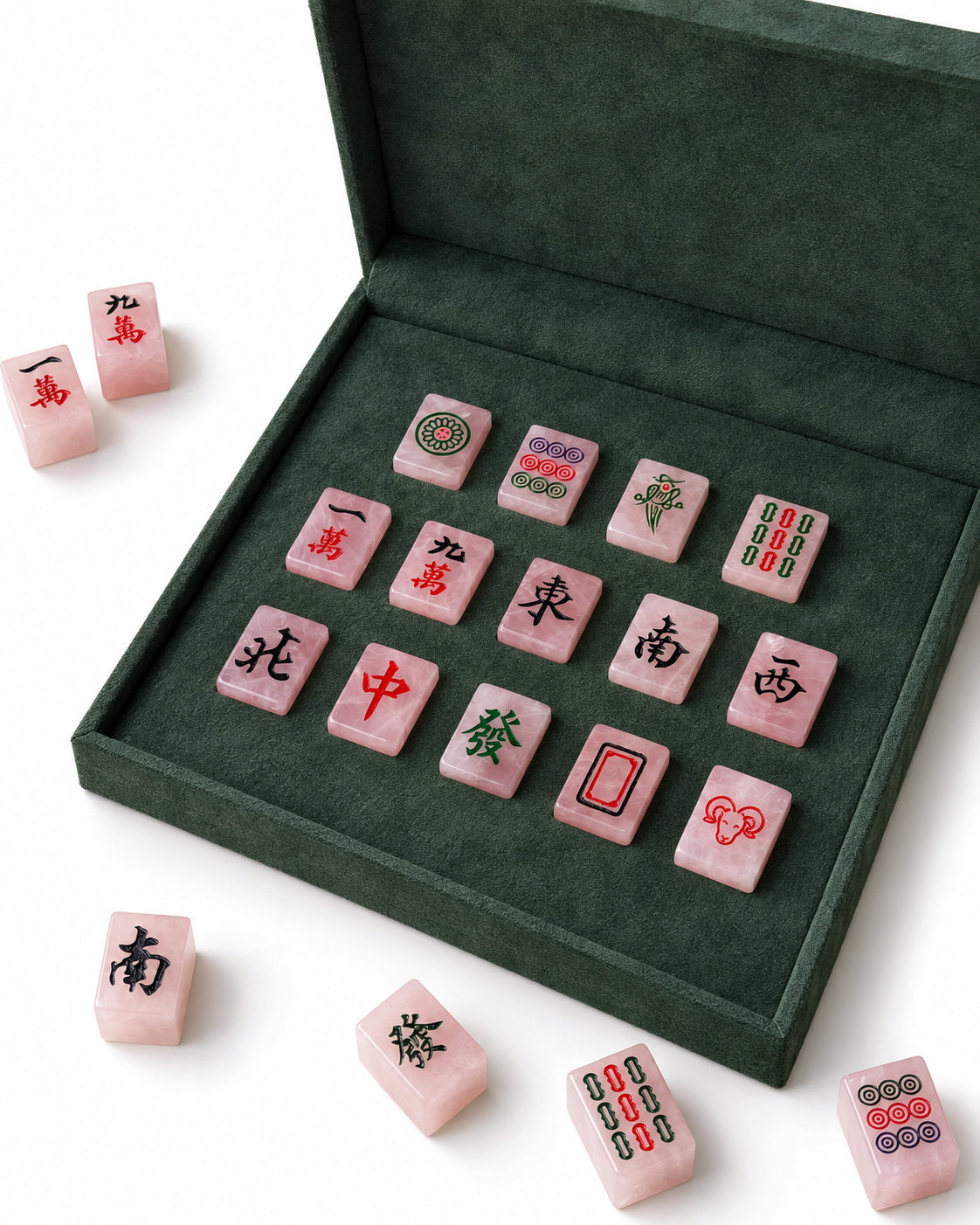 seree royal flush thirteen wonders rose quartz mahjong gift set 6