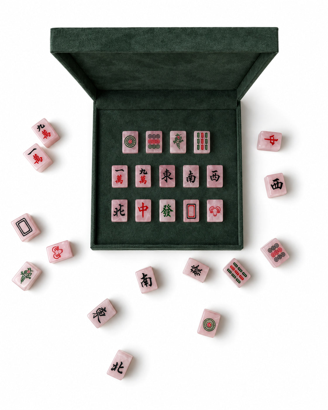 seree royal flush thirteen wonders rose quartz mahjong gift set 9