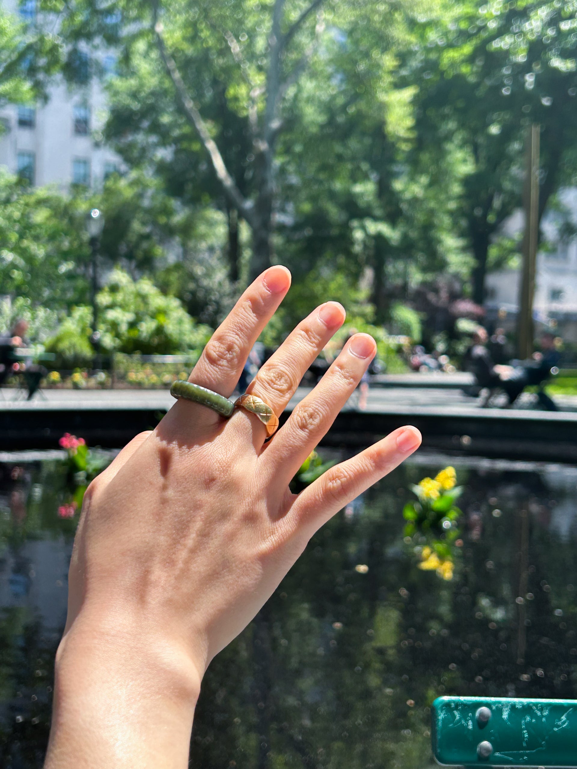 seree - Sophia Skinny — Ribbed Jade Ring