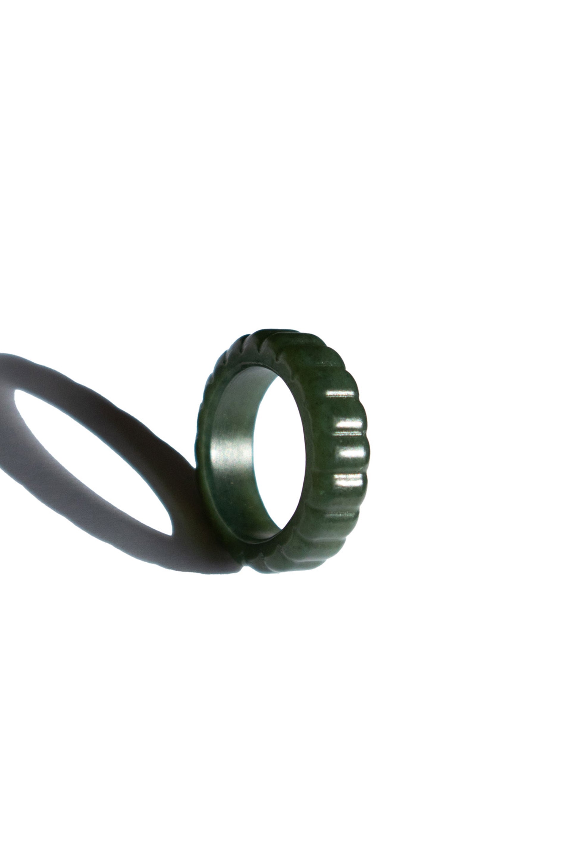 seree - Sophia Skinny — Ribbed Jade Ring