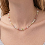 Summer — Beaded Gemstone & Pearl Choker Necklace