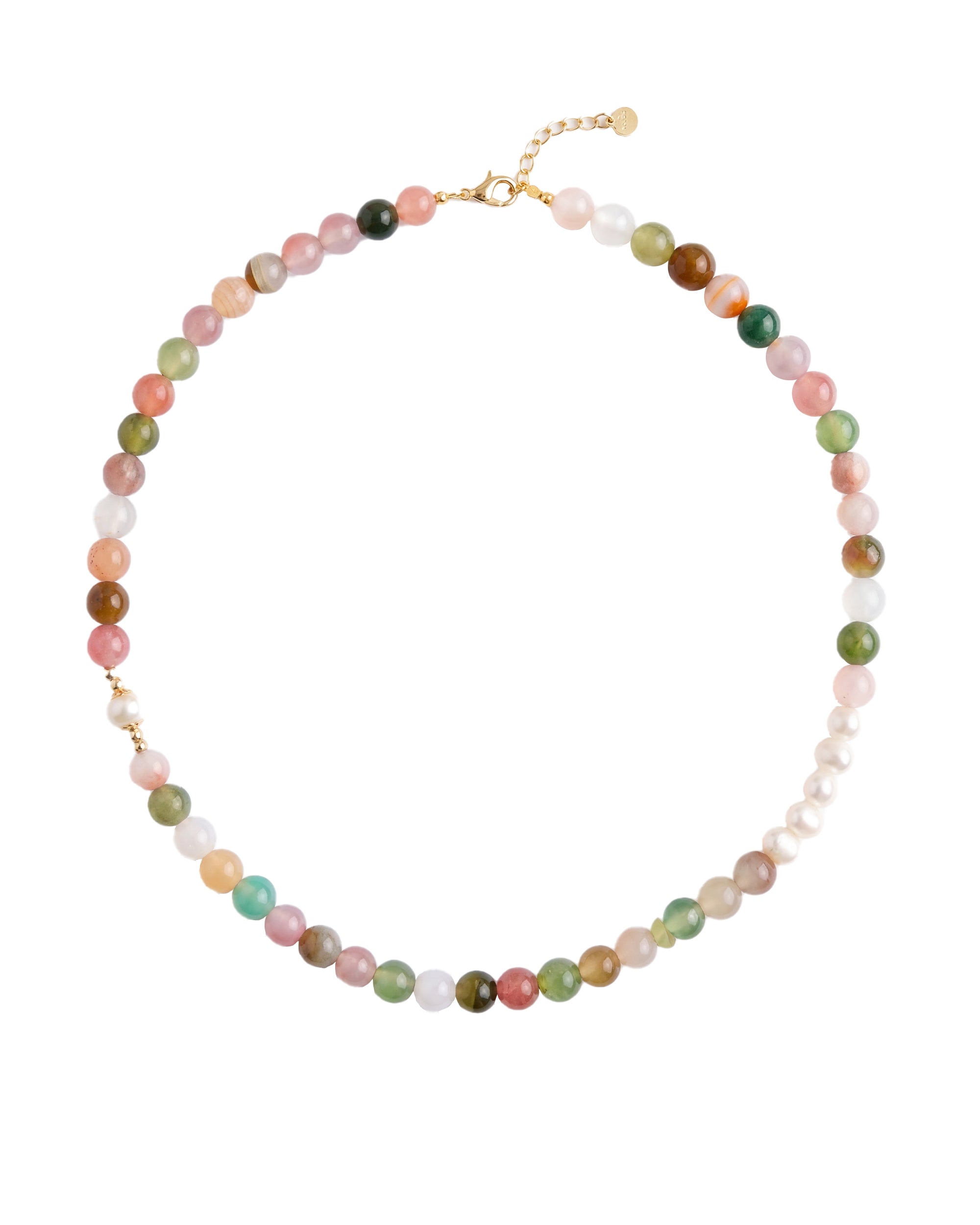 seree - Summer — Beaded Gemstone & Pearl Choker Necklace