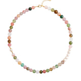 seree - Summer — Beaded Gemstone & Pearl Choker Necklace