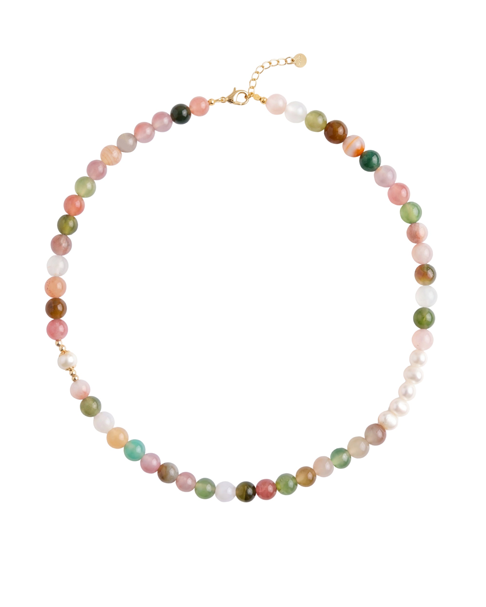 seree - Summer — Beaded Gemstone & Pearl Choker Necklace